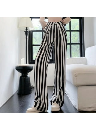 Black And White Striped Wide Leg Pants