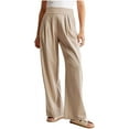 thumbnail image 1 of HLSOHJP Women's High Waisted Pants Linen Casual Pants Long Palazzo Wide Leg Soft Comfy Beach Summer Trousers, 1 of 4