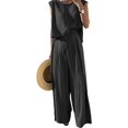 thumbnail image 1 of HLSOHJP Women's Linen Pants Suit Casual Sleeveless Tank Top Flowy Wide Leg Trousers Two Piece Matching Set Lounge Outfit, 1 of 4