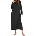thumbnail image 1 of HLSOHJP Women's Long Robe Zip Up Hoodie House Coat Pocket Long Sleeve Full Length Housecoat, 1 of 5
