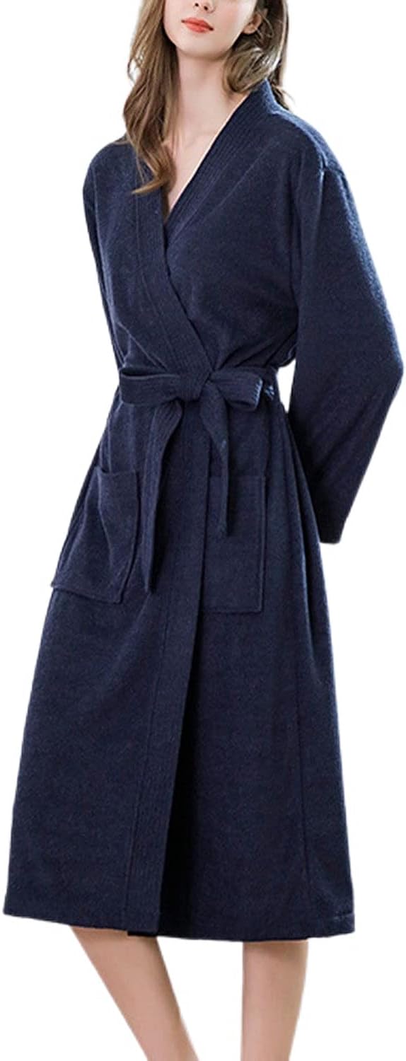 HLSOHJP Women's Long Terry Cloth Robe Lightweight Midi Kimono Maternity Bath SPA Hotel Soft
