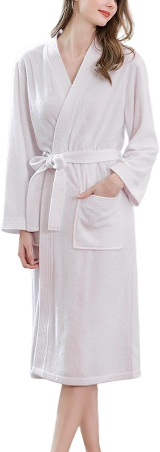 HLSOHJP Women's Long Terry Cloth Robe Lightweight Midi Kimono Maternity Bath SPA Hotel Soft