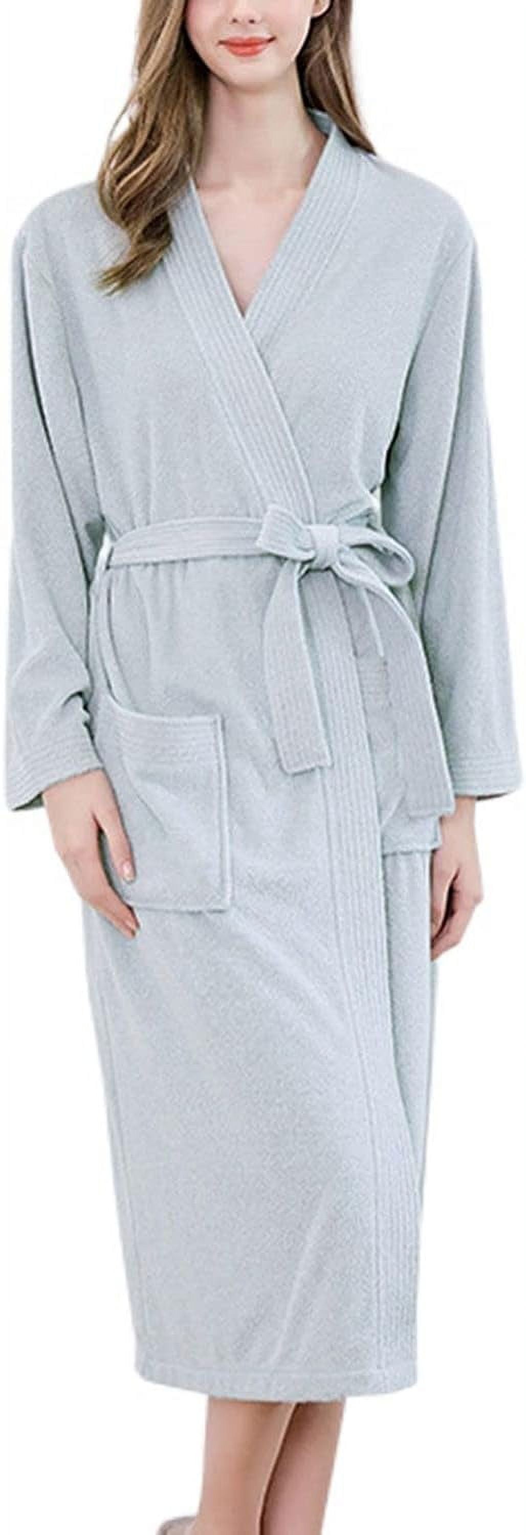 HLSOHJP Women's Long Terry Cloth Robe Lightweight Midi Kimono Maternity