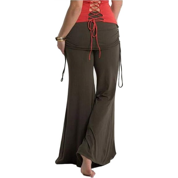 HLSOHJP Women's Plus Size High Waisted Long Loose Trousers Yoga Dance Ruched Pants Wide Leg Pants