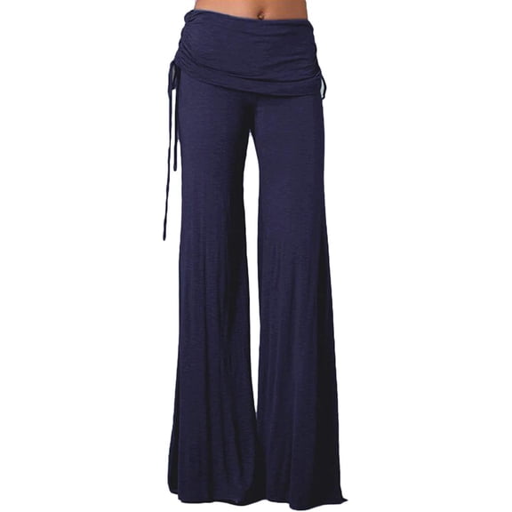 HLSOHJP Women's Plus Size High Waisted Long Loose Trousers Yoga Dance Ruched Pants Wide Leg Pants