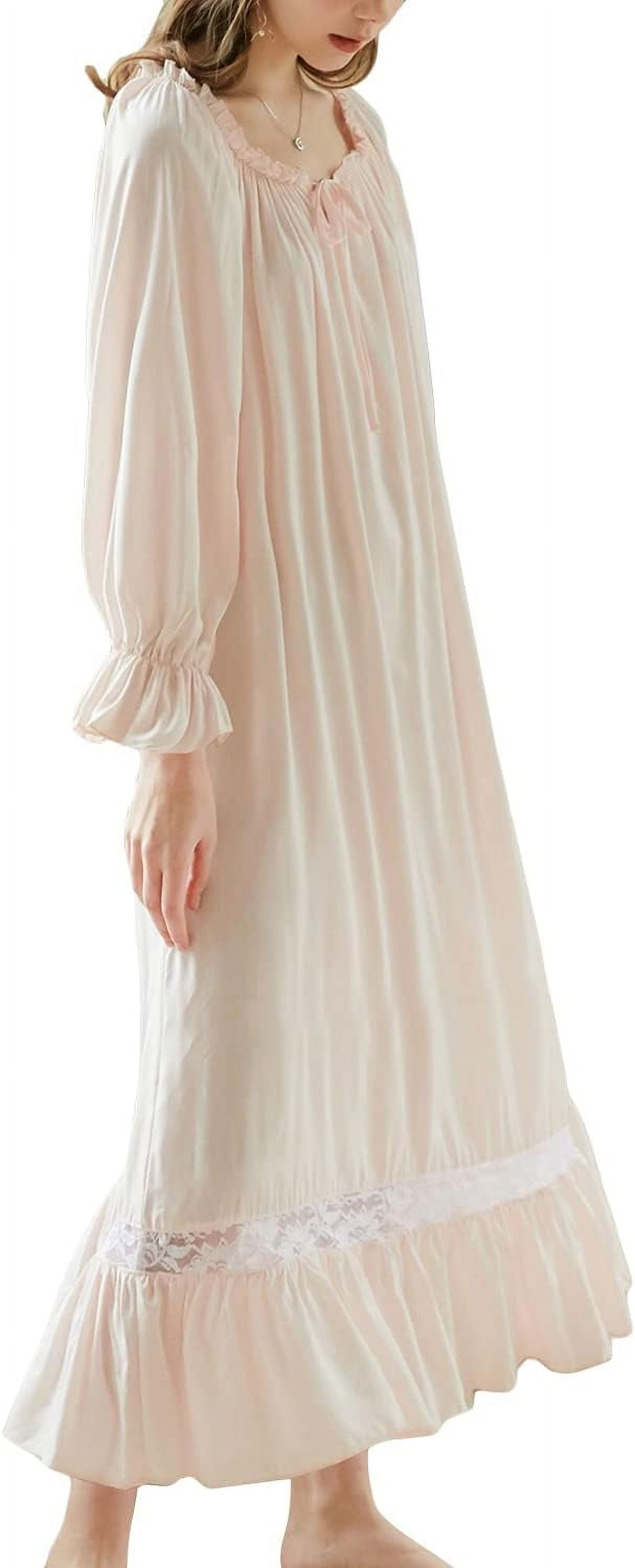 HLSOHJP Women's Victorian Nightgown Long Sleeve Nightgowns Vintage ...