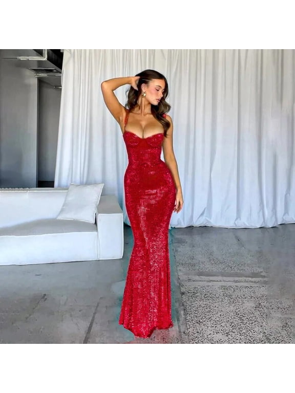 sequin Backless Bodycon Sexy Dress For Women Robes Elegant Evening Party Dress Summer Maxi Long Dress Vestidos