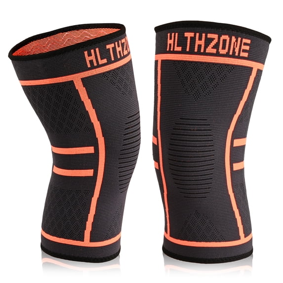 HLTHZONE Knee Brace for Men & Women Knee Braces for Knee Pain Knee Support Knee Compression Sleeve Knee Brace for Meniscus Tear Fitness Knee Sleeve - M Orange