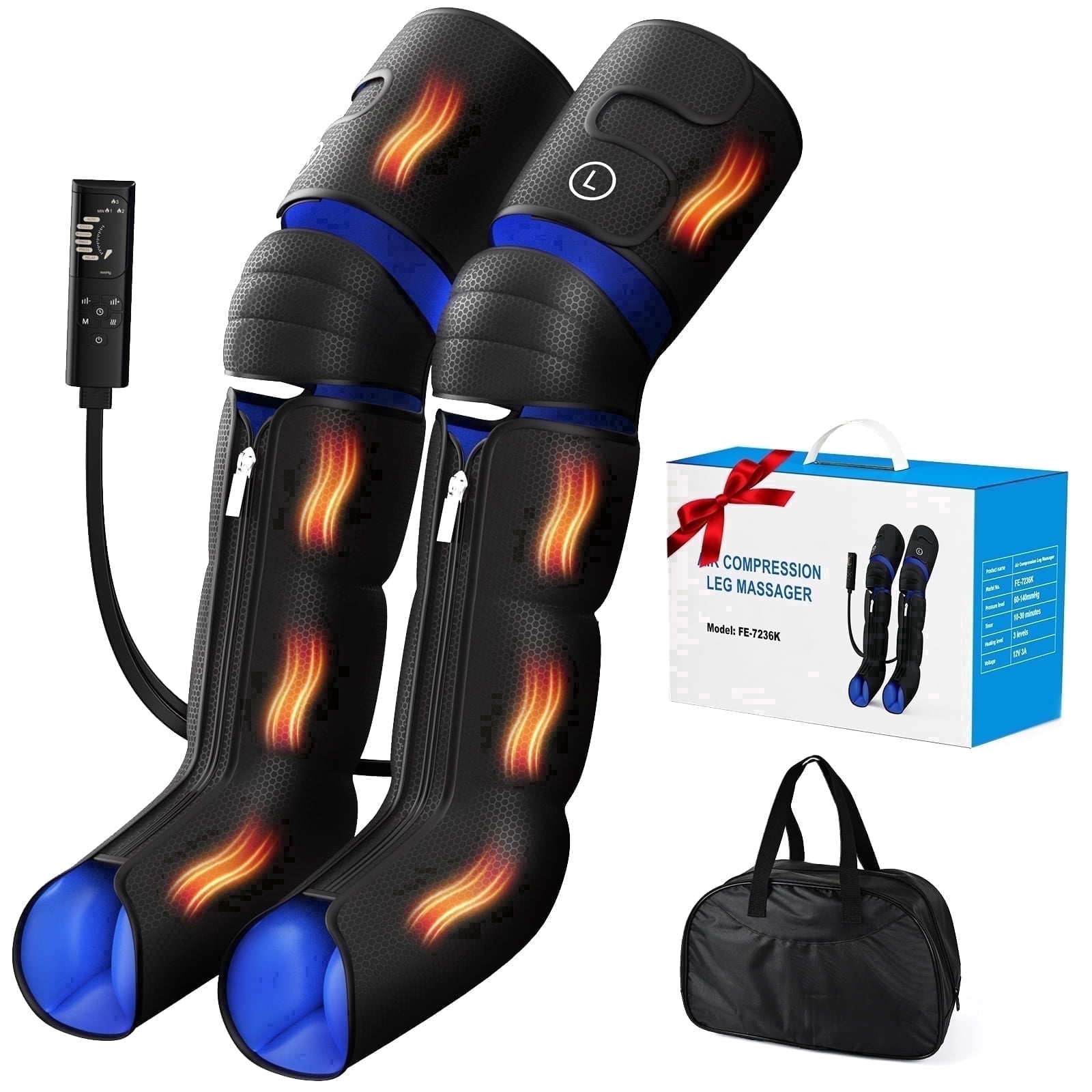 HLTHZONE Leg Massager with Heat & Compression for Circulation & Pain Relief, Gifts for Mom Dad Men Women, Full Leg & Foot for Swelling, 6 Modes 9 Intensities 3 Heat, Easy Use LCD Display