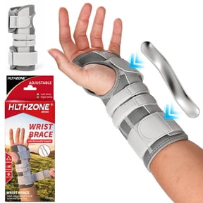 HLTHZONE Carpal Tunnel Wrist Stabilizer, Left Wrist, Adjustable Wrist Brace for Tendonitis & Arthritis, Firm Stability, All Day Wear - Gray