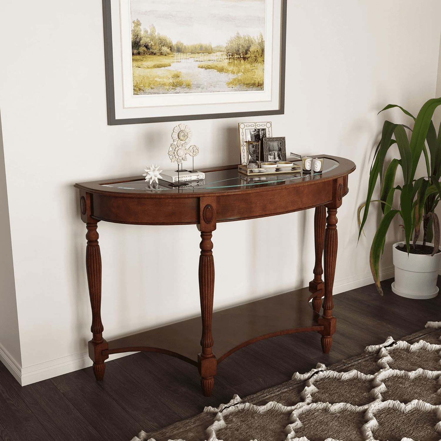 HLTJSU Demi Lune Console Table for Entryway Living Room Solid Wood ...