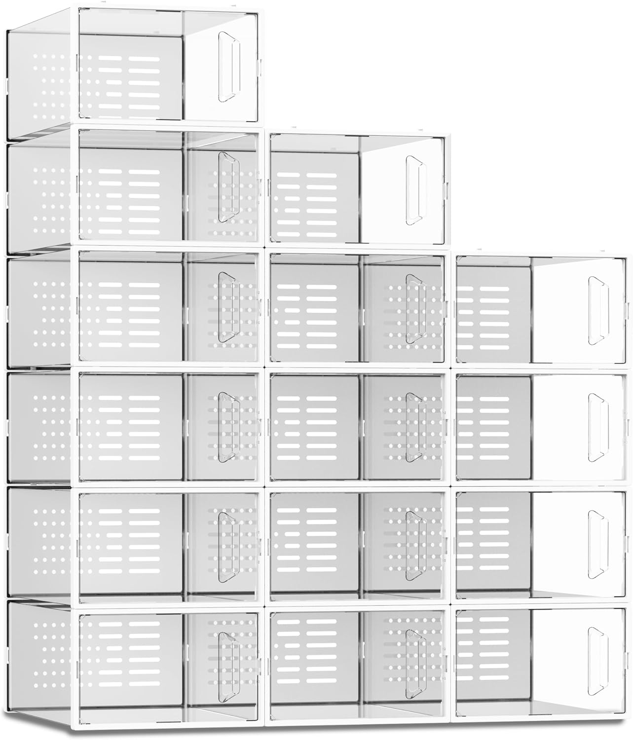 HLTUDJ 12 Pack Shoe Storage Box Clear Plastic Stackable Shoe Organizer ...