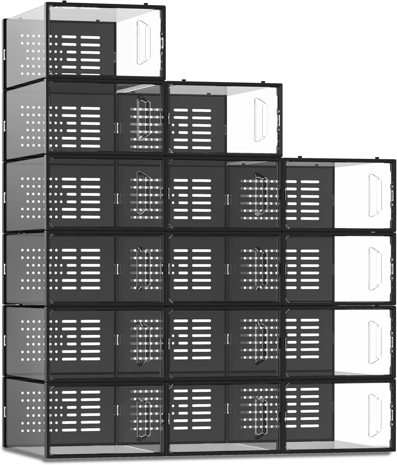 HLTUDJ 12 Pack Shoe Storage Box Clear Plastic Stackable Shoe Organizer ...