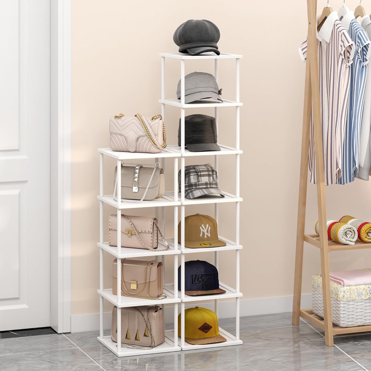 HLTUDJ Vertical Tall Shoe Rack Organizer for Entryway -12 Tier Free ...