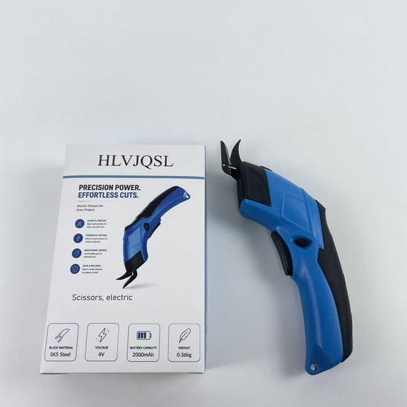 HLVJQSL Scissors, electric, Cardboard Cutter, 4V Electric Cardboard Cutter, Cordless Fabric Scissors, Electric Box Cutter with a Replacement Blade, Electric Scissors for Cardboard, Box, Leather