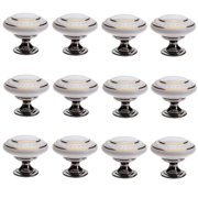 HLXDECO 12 PCS Simple Style Round Ceramic Door Knob Handle Pull Knobs Cupboard for Drawer