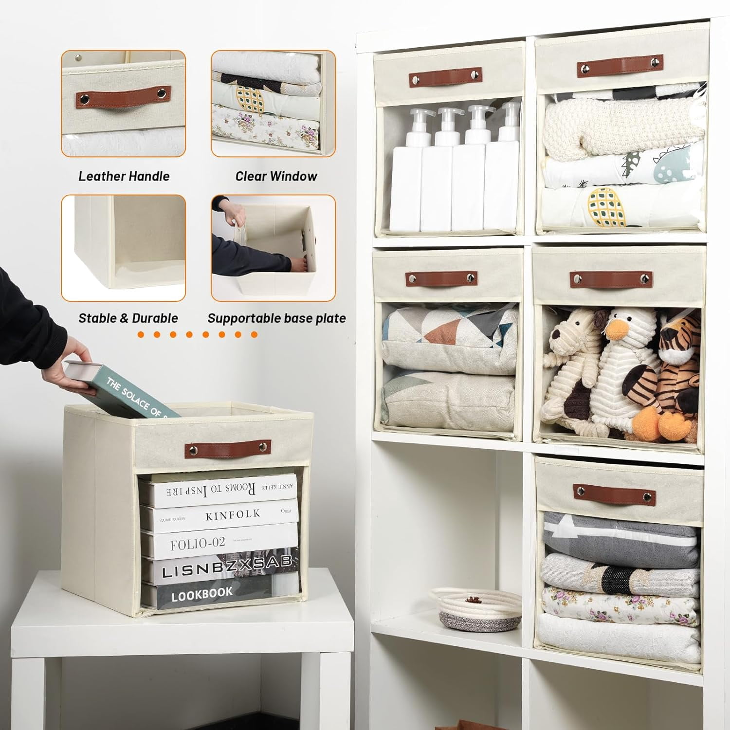 HLZZZLZ Large Storage Bins with Clear Window Collapsible Fabric Storage ...