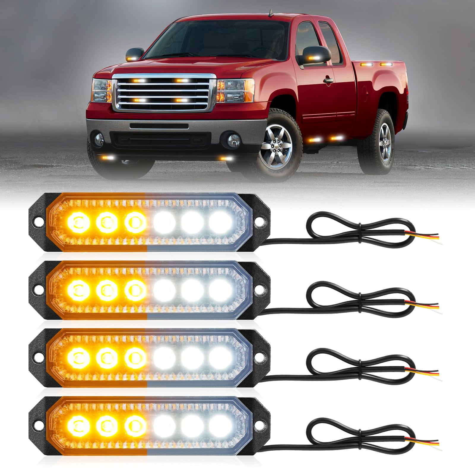 HLauto 406T Emergency Strobe RRF12 Grille Lights 4Pcs Feature Safety