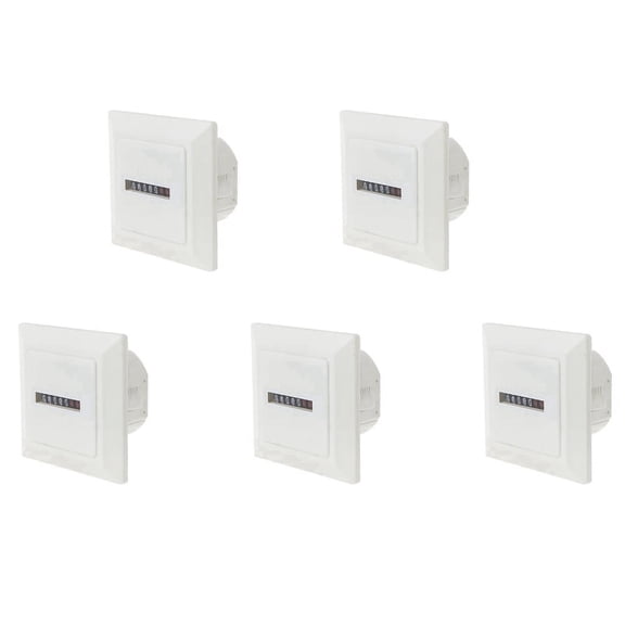 HM-1 Timer 5-Pack Hour Meter 0-99999.99h, AC220-240V 50Hz, ABS White, 72x72x40mm