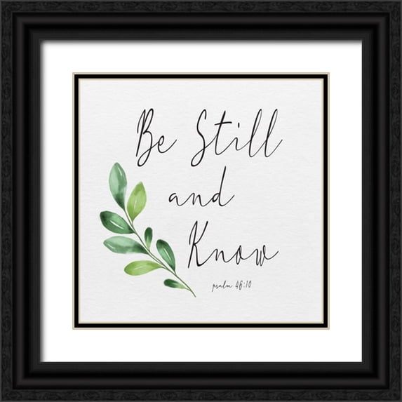 HM Design 12x12 Black Ornate Wood Framed with Double Matting Museum Art Print Titled - Inspirational Life I-Be Still