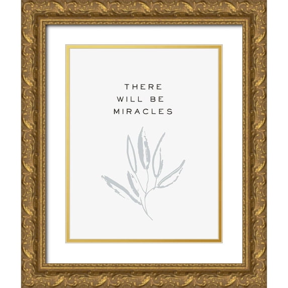 HM Design 15x18 Gold Ornate Wood Framed with Double Matting Museum Art Print Titled - Serene Sentiment IV-Miracles