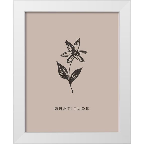 HM Design 15x18 White Modern Wood Framed Museum Art Print Titled - Serene Sentiment II-Gratitude