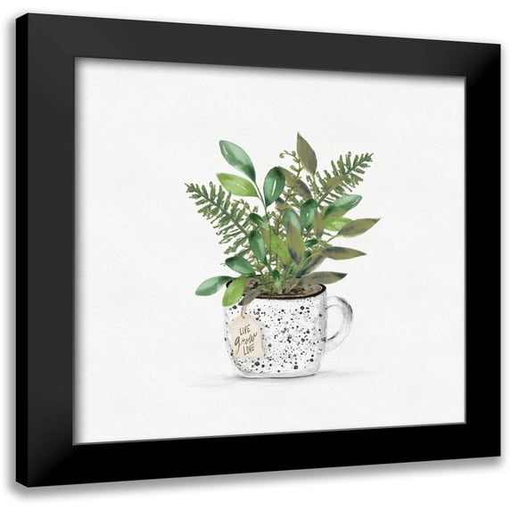 HM Design 20x20 Black Modern Framed Museum Art Print Titled - Botanical Mug II