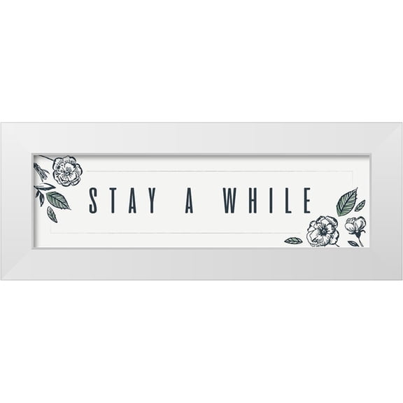 HM Design 32x12 White Modern Wood Framed Museum Art Print Titled - Simple Nature IV-Stay Awhile