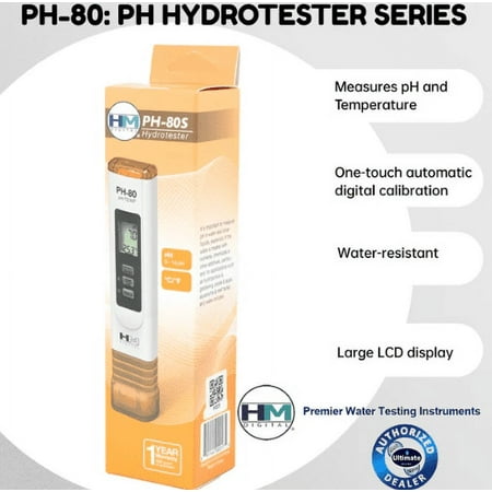 HM Digital PH-80S pH Meter Waterproof PH80S Tester HydroTester