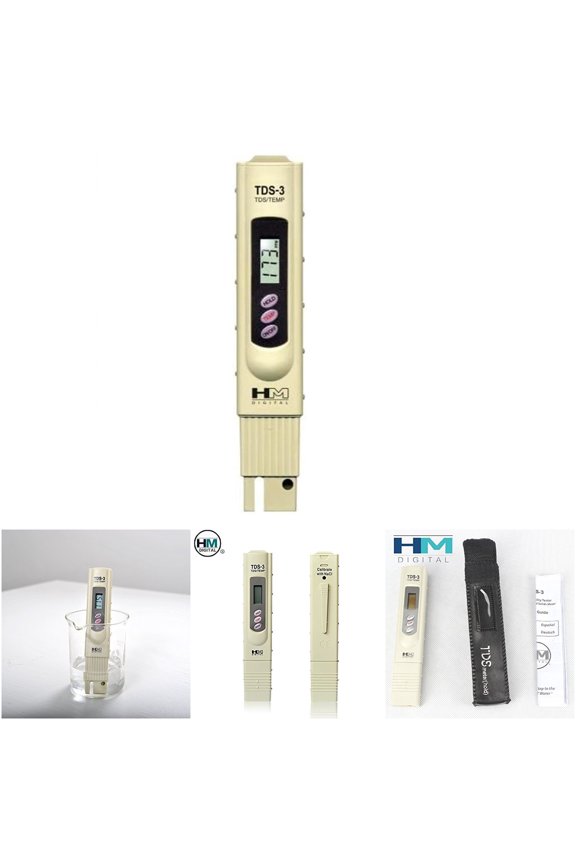 HM Digital TDS-3 Handheld TDS Meter with 0-9990 ppm Range, Beige Color, Small Size for Home and Commercial Use