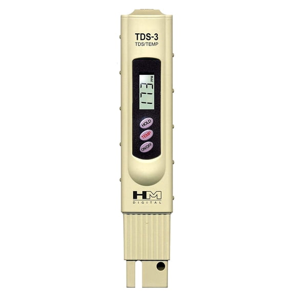 HM Digital TDS-3 Handheld TDS Meter with Carrying Case with 0  9990 ppm (mg/L) Range and +/- 2% Accuracy