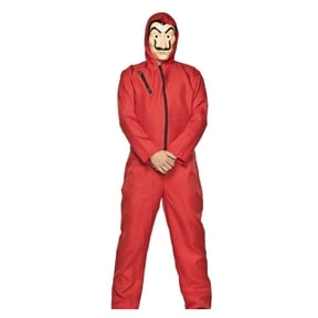 Men's Red Bank Robber Jumpsuit Costume Large 42-44