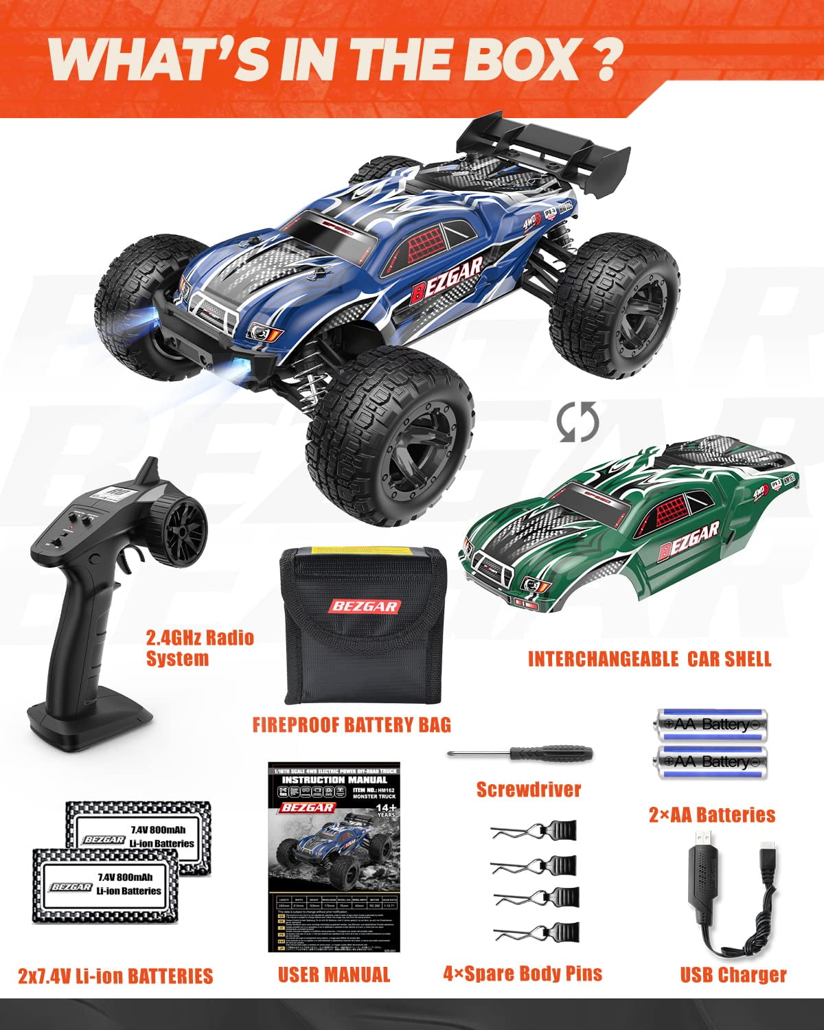 HM162 Hobby Grade 1 16 Scale Remote Control Truck 4WD Top Speed