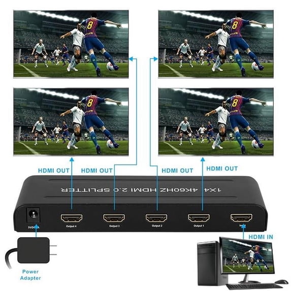 HM2-SP104K Ultra Slim 1 x 4 HDMI 2.0 HDCP 2.2 4K 60HZ Splitter