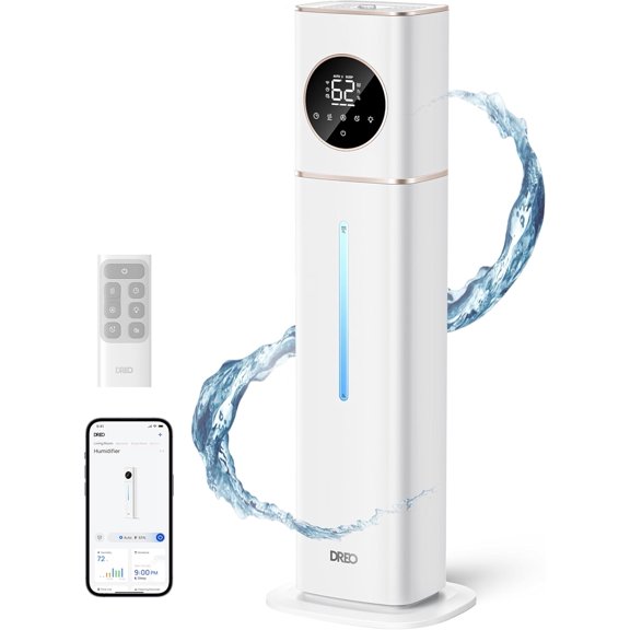 HM735S 11L Smart Humidifier Large Room 700 ft, 100H Cool Mist Air Humidifiers for Bedroom, Top-Fill, Clean Tank Technology, 26dB, Auto Mode, Aroma Box, RGB, Remote & APP Control, Baby, White