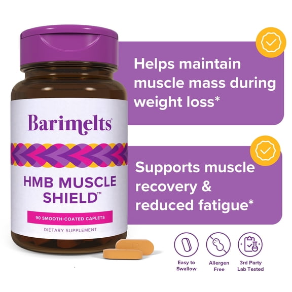 Barimelts HMB Muscle Shield, 90 Caplets, Muscle Recovery & Strength Support After Bariatric Surgery