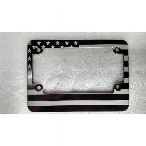 HMC HMC-MCSNP-AMERFLG-B American Flag Motorcycle Billet Aluminum License Plate Frame - Black