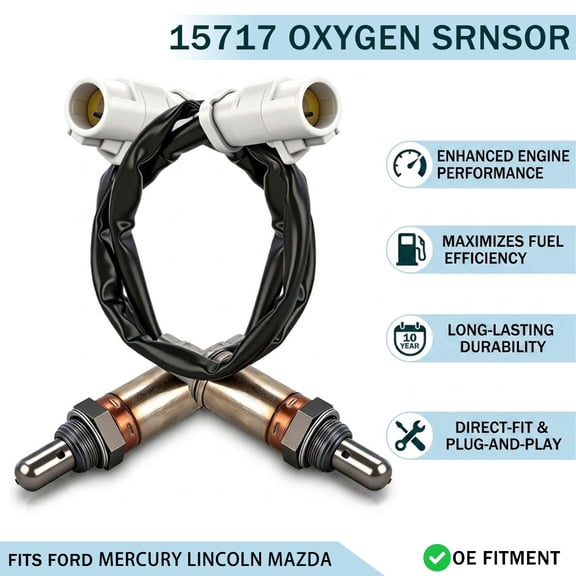 HMCYCI 15717 Oxygen Sensor, Premium OE-Fit O2 Sensor 2-Pack, Compatible with Select Ford Lincoln Mercury Mazda Models