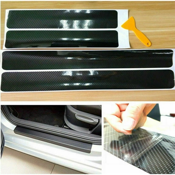 HMCYCI 4D Carbon Fiber Door Sill Plates with Anti-collision, for Honda Accord 4 Piece Pack