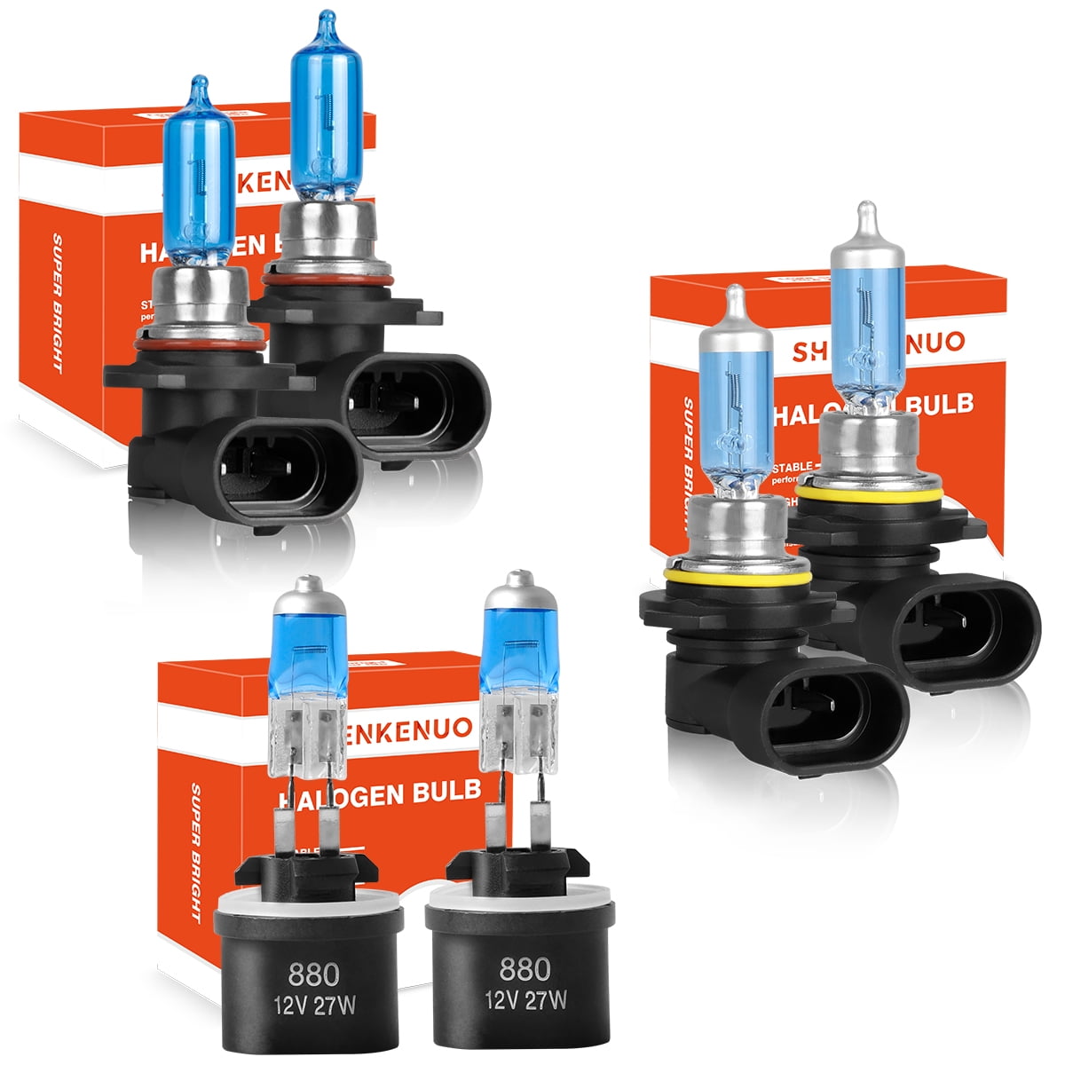 HMCYCI 9005 9006 880 Halogen Headlight Bulbs Kit High Low Beam 880 893 899 Fog Light Bulbs Pack of 6