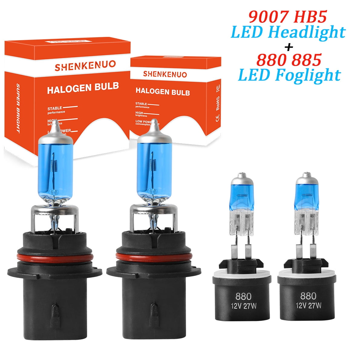 HMCYCI 9007 Halogen Headlight Bulbs 880 Fog Light Warm White Bulbs 4PCS For Lincoln Navigator 1998-2002