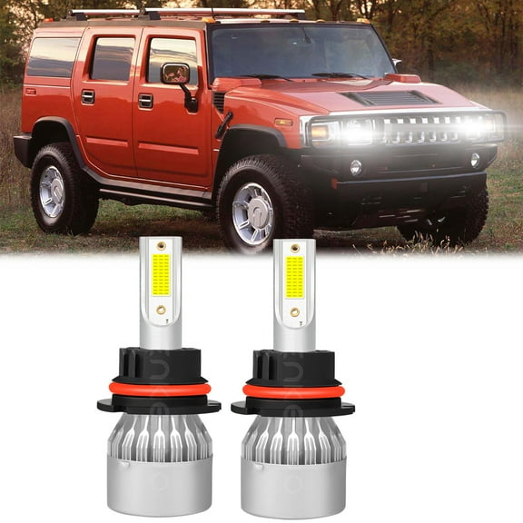 HMCYCI Fit for Hummer H2 2003-2009 2X 9007 6000K Front LED Headlight Bulbs 2-Sides Beam Kit