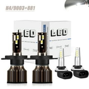 HMCYCI For Chevrolet Aveo 2004-2008 4x H4 9003 881 LED Headlight Fog Light White Bulbs