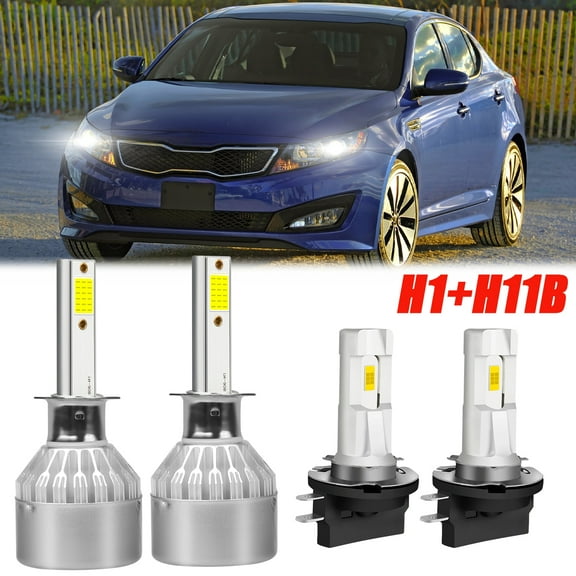 HMCYCI For Kia Optima 2007 2008 2009 2010 2011 2012 2013 2014 2.4L H11B H1 LED Headlight Bulbs High&Low Beam 4pcs