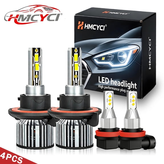 HMCYCI For Mini Cooper 2008-2014 White 9008 H13 LED Headlight Bulbs + H11 H8 Fog Light Bulbs Combo