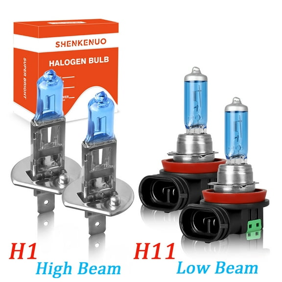 HMCYCI H1 H11 High&Low Beam for Ford Focus 2012 2013 2014 2015 2016 2017 2018 Halogen Headlights Bulbs 4pcs