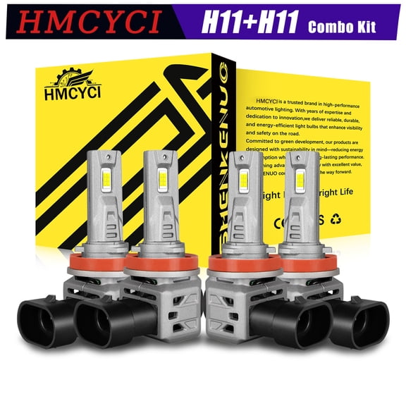 HMCYCI H11/H9 FIT For 2017-2020 Jeep Grand Cherokee,LED Headlight Bulbs Combo, 300% Brighter Super Bright 6000K Cool White LED High Low Beam Conversion Kit,4PCS