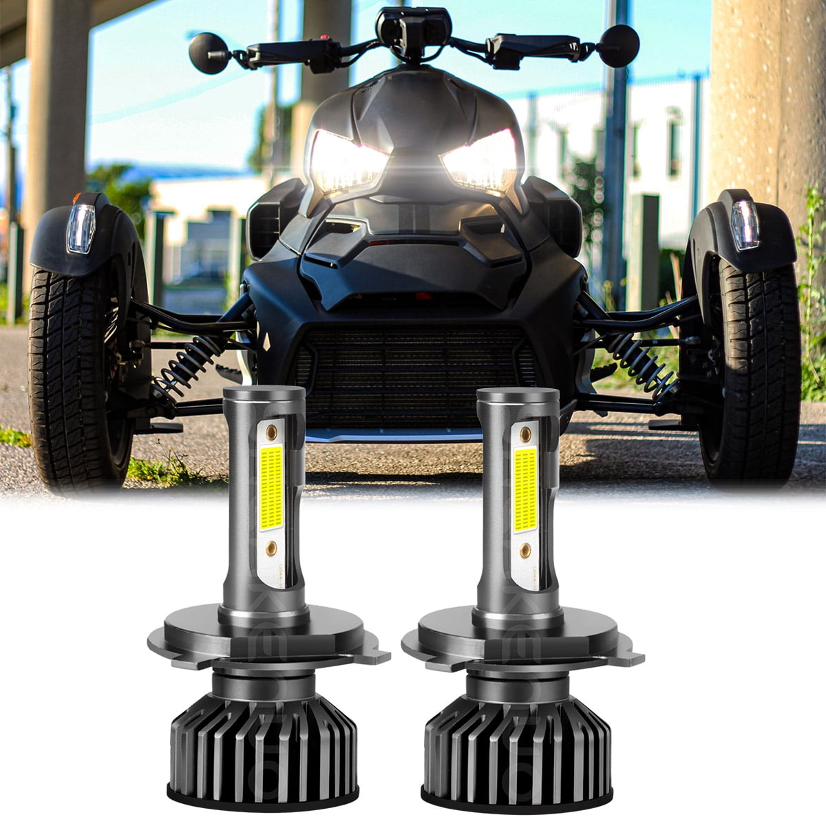 HMCYCI H4/9003 LED High/Low Beam Headlight Bulbs For Can-Am Ryker / Ryker Rally Edition