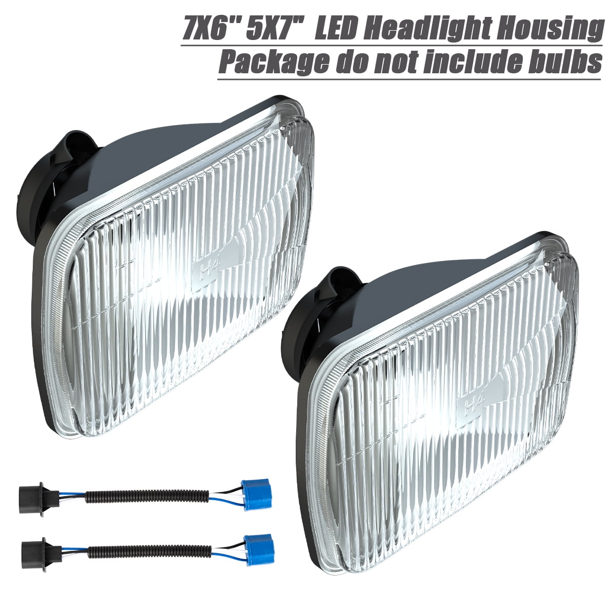Pair 7x65x7LED Headlight DRL Hi/Lo Beam For
