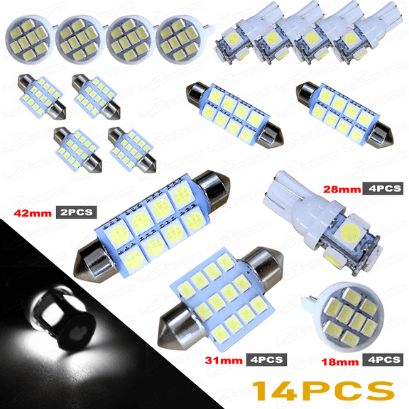 HMCYCI Pure White Interior LED Dome Map Lights 14x Package Kit fits 2005-2010 Honda Odyssey